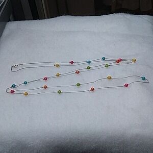 Silvertone chain with colorful beads